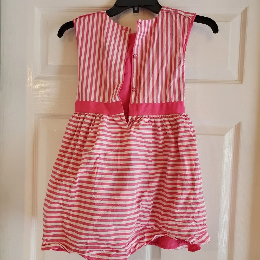 Carters‎ Girls Pink Bow Striped Sleeveless Cotton Fit & Flare Dress 6x